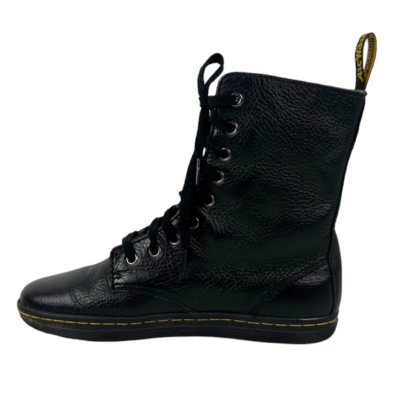 Dr. Doc Martens Boots Womens 8 Stratford Black Leather Shoes Floral Lined - Picture 2 of 12